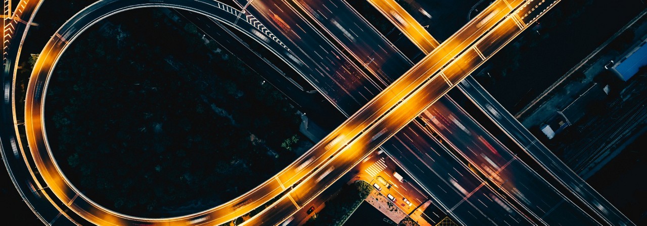 image of highway with traffic and lights