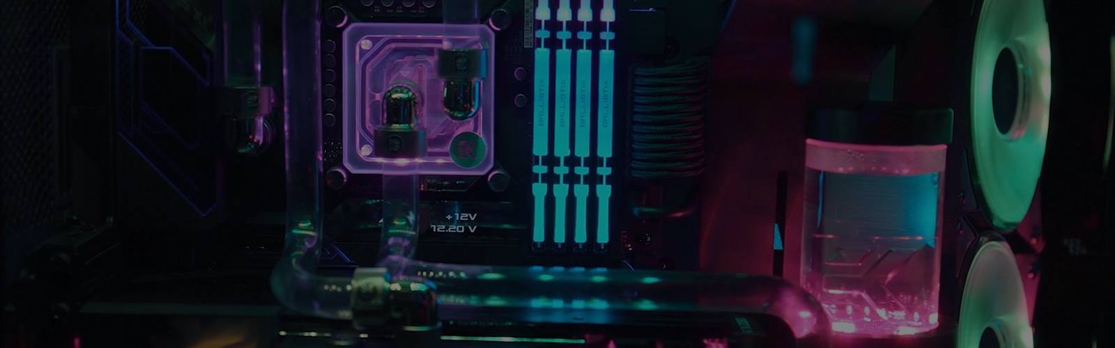 Computer running with LED strips lit up.