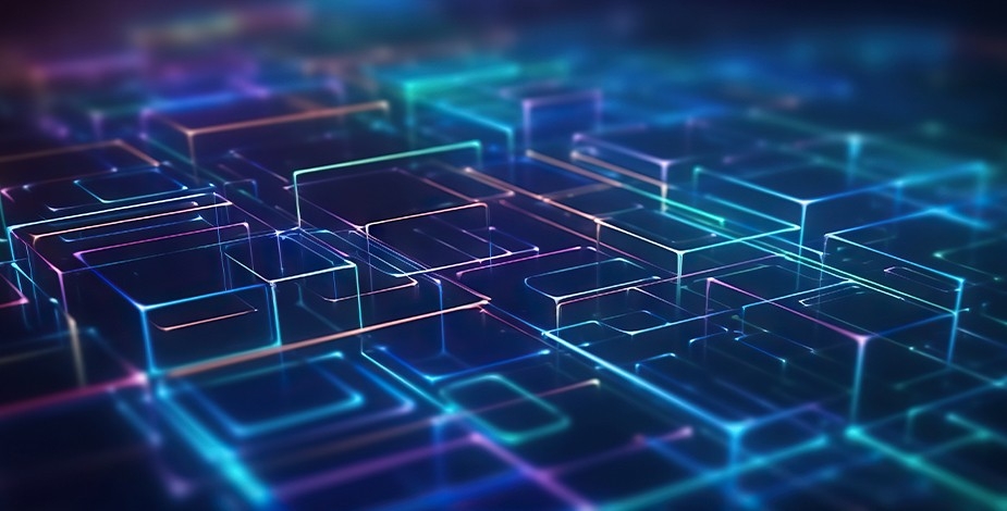 Lights in neon cube line