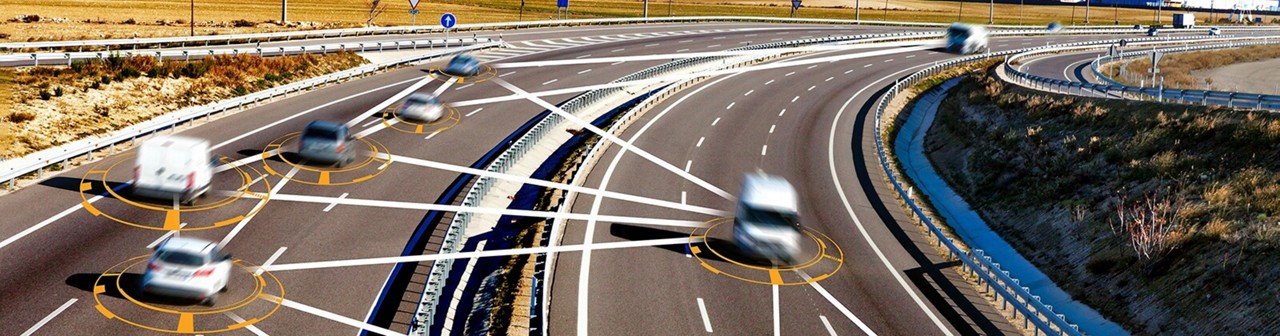 cars going on freeway are all getting detected with technology