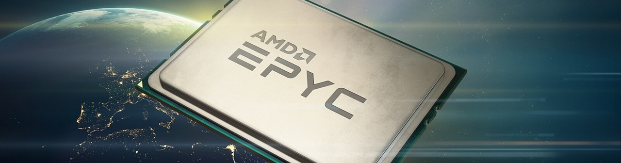 amd epyc processor in space with Earth in the background