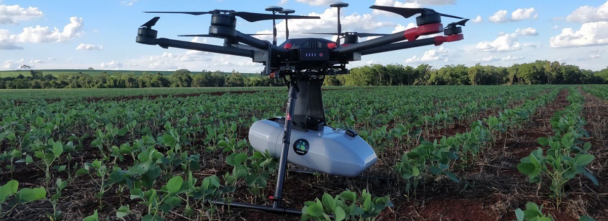 A drone in the farming fields