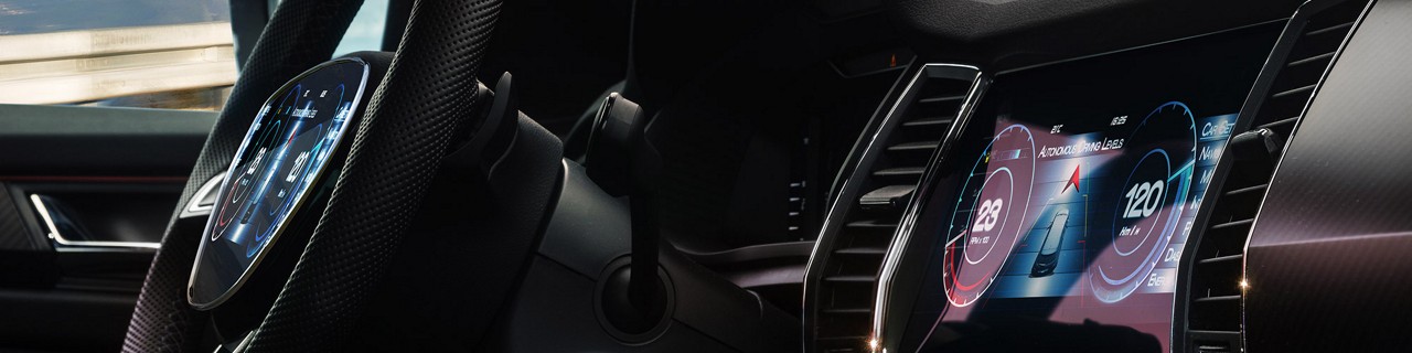 modern steering wheel and console
