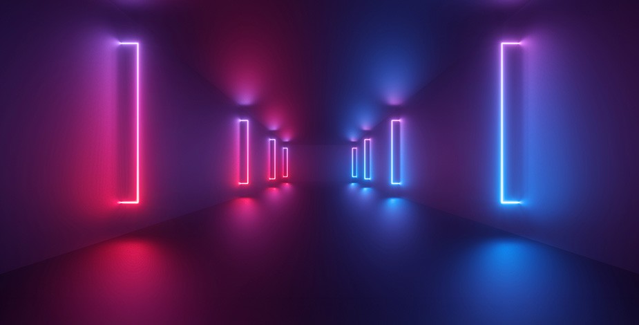 Neon lights in hall