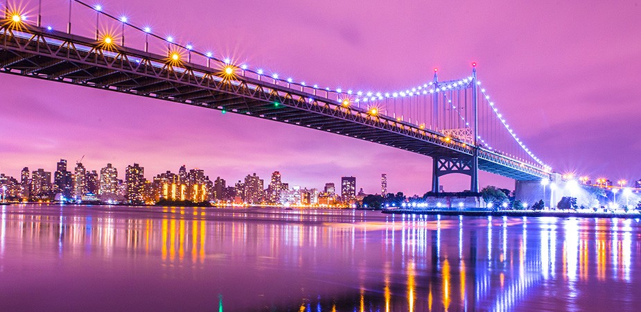 Single span bridge at night